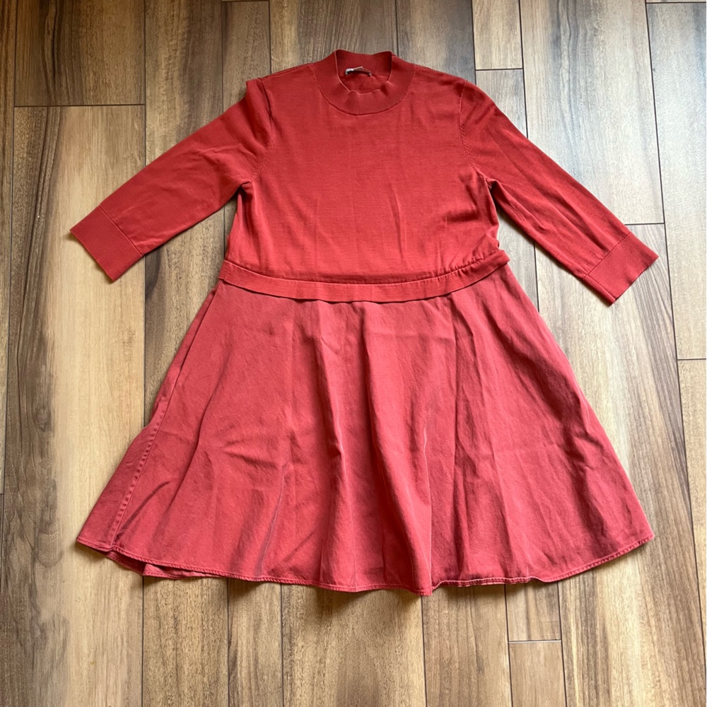 COS Lagenlook Knit Top Shirt Dress in Burnt Orange Size Small